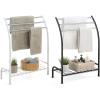 imageSunnyPoint Freestanding 3 Hanging Bar Towel Rack with Bottom Shelf WHTBlk