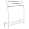 imageSunnyPoint Freestanding 3 Hanging Bar Towel Rack with Bottom Shelf WHTWht