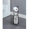 imageSunnyPoint Freestanding Toilet Paper Holder with Storage  Holds 3 Spare Rolls HeavyDuty Steel Chrome Finish Easy Assembly SpaceSaving Bathroom OrganizerBlack