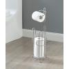 imageSunnyPoint Freestanding Toilet Paper Holder with Storage  Holds 3 Spare Rolls HeavyDuty Steel Chrome Finish Easy Assembly SpaceSaving Bathroom OrganizerChrome