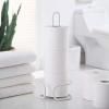imageSunnyPoint Heavy Gauge Toilet Paper Holder Stand  Freestanding Tissue Roll Storage for 3 Rolls  Durable Steel with RustResistant Chrome Finish  Easy Assembly with Tools IncludedWhite