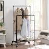 imageSunnyPoint Industrial Loft Style Rolling Garment Rack  Rolling Clothes Organizer Double RackDouble Rack