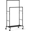imageSunnyPoint Industrial Loft Style Rolling Garment Rack  Rolling Clothes Organizer Double RackDouble Rack