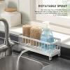 imageSunnyPoint Never Rust Aluminum Utensil Sink Cleaning Tools Holder for Kitchen Sink with Drain Board Dish Wand Sponge Soap Dispenser Utensil Organizer Caddy BLKWht