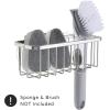 imageSunnyPoint NeverRust Deluxe Kitchen ampamp Bathroom Sink Sponge Holder Organizer with Adhesive Mount  Additional Suction Cup Included  Sponge ampamp Brush NOT Included  74 x 33 x 275 Inch BLKBrush