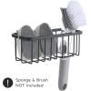 imageSunnyPoint NeverRust Deluxe Kitchen ampamp Bathroom Sink Sponge Holder Organizer with Adhesive Mount  Additional Suction Cup Included  Sponge ampamp Brush NOT Included  74 x 33 x 275 Inch BLKMat Black
