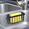 imageSunnyPoint NeverRust Kitchen ampamp Bathroom Sink Caddy for Sponges Scrubbers Soap 6quot x 25quot x 275quot with Adhesive Mount  Additional Suction Cup Included Aluminum BlackBlack