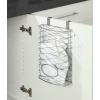 imageSunnyPoint Over Cabinet Kitchen Storage Organizer Holder or Basket  Hang Over Cabinet Doors in KitchenPantry  Holds up to 50 Plastic Shopping Bags SILVERSilver