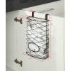 imageSunnyPoint Over Cabinet Kitchen Storage Organizer Holder or Basket  Hang Over Cabinet Doors in KitchenPantry  Holds up to 50 Plastic Shopping Bags SILVERBrown