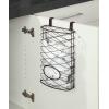 imageSunnyPoint Over Cabinet Kitchen Storage Organizer Holder or Basket  Hang Over Cabinet Doors in KitchenPantry  Holds up to 50 Plastic Shopping Bags SILVERBrown