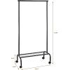 imageSunnyPoint Rolling Garment Rack with Shelf  HeavyDuty Metal Clothing Rack on Wheels 649 Tall Clothes Organizer with Bottom Storage BlackBLK