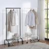 imageSunnyPoint Rolling Garment Rack with Shelf  HeavyDuty Metal Clothing Rack on Wheels 649 Tall Clothes Organizer with Bottom Storage BlackWHT