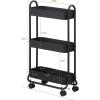 imageSunnyPoint Slim Rolling Storage Cart 3 Tier Bathroom Storage Organizer Bathroom Laundry Utility Cart ArmyBlack