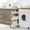 imageSunnyPoint Slim Rolling Storage Cart 3 Tier Bathroom Storage Organizer Bathroom Laundry Utility Cart ArmyWhite