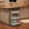 imageSunnyPoint Slim Rolling Storage Cart 3 Tier Bathroom Storage Organizer Bathroom Laundry Utility Cart ArmyWhite