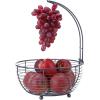 imageSunnyPoint Tabletop 2Tier Countertop Fruit Basket StandClassic Basket With Banana Hanger