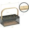 imageSunnyPoint Utensil Caddy with Plywood Handle  Metal Mesh Silverware ampamp Cutlery Organizer for Kitchen Picnic Party Restaurant ampamp Events BLUEARMY