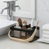 imageSunnyPoint Utensil Caddy with Plywood Handle  Metal Mesh Silverware ampamp Cutlery Organizer for Kitchen Picnic Party Restaurant ampamp Events BLUEBLK