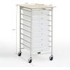 imageSunnyPoint Wooden Top Compact Rolling Storage 8 Drawers Organizer Mobile Utility Cart Under Desk Storage Cart with Caster Wheels Compact 8 Drawers BlackWhite