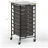 imageSunnyPoint Wooden Top Compact Rolling Storage 8 Drawers Organizer Mobile Utility Cart Under Desk Storage Cart with Caster Wheels Compact 8 Drawers BlackBlack
