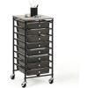 imageSunnyPoint Wooden Top Compact Rolling Storage 8 Drawers Organizer Mobile Utility Cart Under Desk Storage Cart with Caster Wheels Compact 8 Drawers BlackBlack