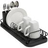 imageSunnyPoint 304 Stainless Steel Dish Drying Rack with Utensil Holder Compact Countertop Dish Rack with Removable Drain Tray  BlackBlk
