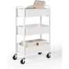 imageSunnyPoint 3Tier Delicate Compact Rolling Metal Storage Organizer  Mobile Utility Cart KitchenUnder Desk Cart with Caster Wheels  Army 1535quot X 1024quot X 268quotHWht