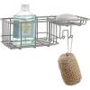 imageSunnyPoint Classic Wall Mounted Shower Caddy Organizer Basket Shelf With Removable Adhesive Hook No Drilling Needed Gunmetal StandardGrey