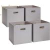 imageSunnyPoint Cloth Foldable Storage Basket Bin Foldable Storage Cube Boxes Fabric Drawer with Metal Handle for Closet Shelf Cabinet Bookcase 12quot Beige