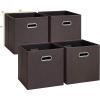 imageSunnyPoint Cloth Foldable Storage Basket Bin Foldable Storage Cube Boxes Fabric Drawer with Metal Handle for Closet Shelf Cabinet Bookcase 12quot Dark Brown