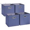 imageSunnyPoint Cloth Foldable Storage Basket Bin Foldable Storage Cube Boxes Fabric Drawer with Metal Handle for Closet Shelf Cabinet Bookcase 12quot Denim Blue
