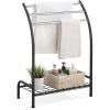 imageSunnyPoint Freestanding 3 Hanging Bar Towel Rack with Bottom Shelf WHTBlk