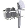 imageSunnyPoint NeverRust Deluxe Kitchen ampamp Bathroom Sink Sponge Holder Organizer with Adhesive Mount  Additional Suction Cup Included  Sponge ampamp Brush NOT Included  74 x 33 x 275 Inch BLKBrush