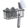 imageSunnyPoint NeverRust Deluxe Kitchen ampamp Bathroom Sink Sponge Holder Organizer with Adhesive Mount  Additional Suction Cup Included  Sponge ampamp Brush NOT Included  74 x 33 x 275 Inch BLKMat Black