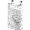 imageSunnyPoint Over Cabinet Kitchen Storage Organizer Holder or Basket  Hang Over Cabinet Doors in KitchenPantry  Holds up to 50 Plastic Shopping Bags SILVERSilver