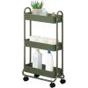 imageSunnyPoint Slim Rolling Storage Cart 3 Tier Bathroom Storage Organizer Bathroom Laundry Utility Cart ArmyArmy