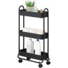 imageSunnyPoint Slim Rolling Storage Cart 3 Tier Bathroom Storage Organizer Bathroom Laundry Utility Cart ArmyBlack
