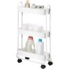 imageSunnyPoint Slim Rolling Storage Cart 3 Tier Bathroom Storage Organizer Bathroom Laundry Utility Cart ArmyWhite