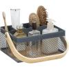 imageSunnyPoint Utensil Caddy with Plywood Handle  Metal Mesh Silverware ampamp Cutlery Organizer for Kitchen Picnic Party Restaurant ampamp Events BLUEBLUE