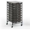 imageSunnyPoint Wooden Top Compact Rolling Storage 8 Drawers Organizer Mobile Utility Cart Under Desk Storage Cart with Caster Wheels Compact 8 Drawers BlackBlack