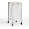 imageSunnyPoint Wooden Top Compact Rolling Storage 8 Drawers Organizer Mobile Utility Cart Under Desk Storage Cart with Caster Wheels Compact 8 Drawers BlackWhite