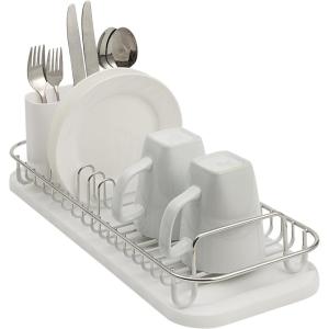 imageSunnyPoint 304 Stainless Steel Dish Drying Rack with Utensil Holder Compact Countertop Dish Rack with Removable Drain Tray  BlackSs