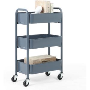imageSunnyPoint 3Tier Delicate Compact Rolling Metal Storage Organizer  Mobile Utility Cart KitchenUnder Desk Cart with Caster Wheels  Army 1535quot X 1024quot X 268quotHBlue