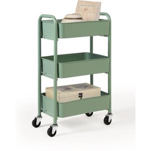imageSunnyPoint 3Tier Delicate Compact Rolling Metal Storage Organizer  Mobile Utility Cart KitchenUnder Desk Cart with Caster Wheels  Army 1535quot X 1024quot X 268quotHTurq