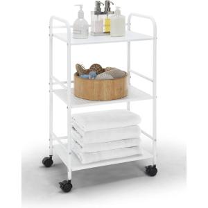 imageSunnyPoint 3Tier Rolling Utility Cart  Metal Storage Organizer with Wheels Mobile Kitchen Cart Office ampamp Home Organizer Black 12quot D x 1692quot W x 311quot HWht