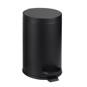 imageSunnyPoint 45 Liter12 Gallon Small Round Trash Can with Plastic Inner Bucket Bathroom Office Kitchen and Bedroom Step On and Slow Close BLKBLK
