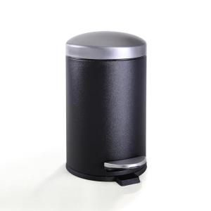 imageSunnyPoint 45 Liter12 Gallon Small Round Trash Can with Plastic Inner Bucket Bathroom Office Kitchen and Bedroom Step On and Slow Close WHTBLKSN