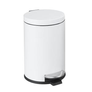 imageSunnyPoint 45 Liter12 Gallon Small Round Trash Can with Plastic Inner Bucket Bathroom Office Kitchen and Bedroom Step On and Slow Close WHTWHT