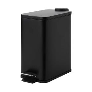 imageSunnyPoint 5 Liter132 Gallon Small Trash Can with Plastic Inner Buckets Rectangle Bathroom Office Kitchen and Bedroom Step On and Slow CloseBLK