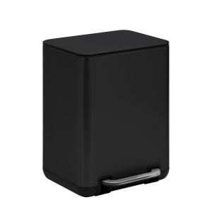 imageSunnyPoint 6 Liter158 Gallon Small Trash Can with Plastic Inner Buckets Rectangle Bathroom Office Kitchen and Bedroom Step On and Slow Close BLKBLK